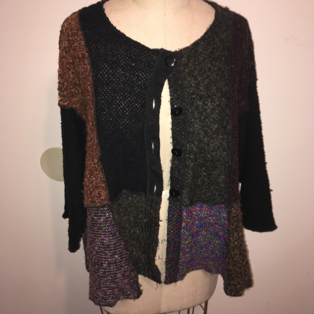 Multi-Colored Lagenlook Button Front Sweater - image 6